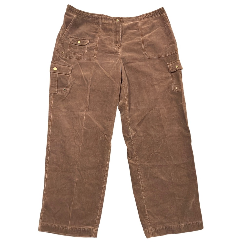 Lauren Ralph Lauren Cargo Pants Womens 16 Brown Corduroy Straight Utility Pants